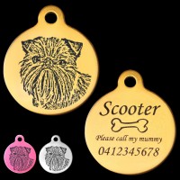 Brussels Griffon Engraved 31mm Large Round Pet Dog ID Tag